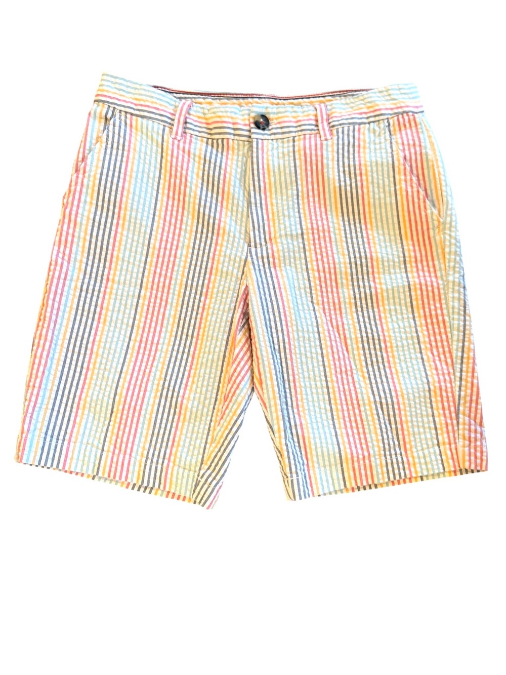 Tommy Hilfiger Seersucker Bermuda Shorts Striped Pastel White Pink Multi Size 6